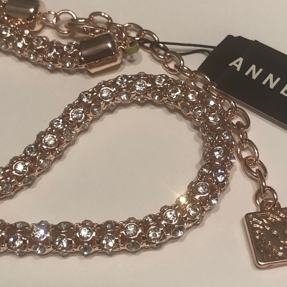 Anne Klein Rose Gold Tone Pave Crystal Necklace - Picture 13 of 16